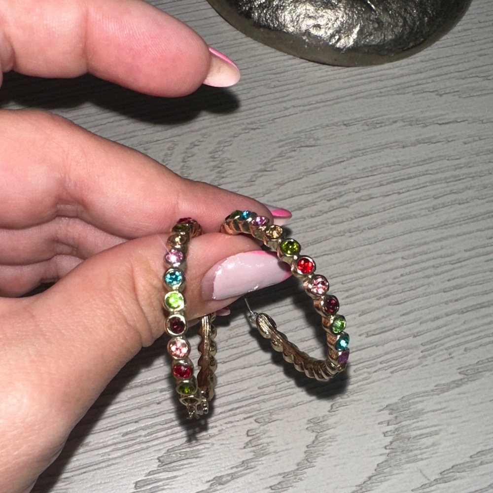 Multicolor Crystal Hoop Earrings